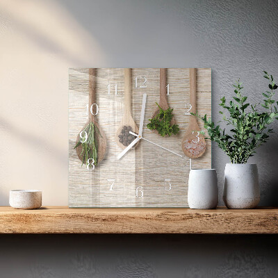 Wanduhr mit motiv quadratisch Holzlöffel
