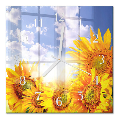 Moderne wanduhr quadratisch Sonnenblumen