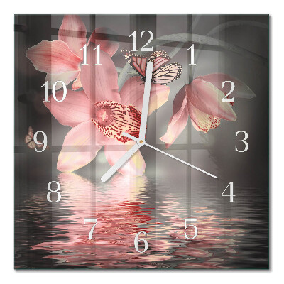 Wanduhr mit motiv quadratisch Orchidee