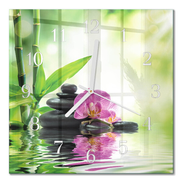 Wanduhr mit motiv quadratisch Orchideen-Spa