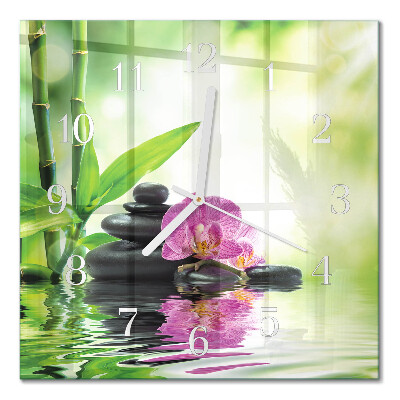 Wanduhr mit motiv quadratisch Orchideen-Spa