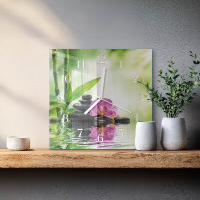Wanduhr mit motiv quadratisch Orchideen-Spa