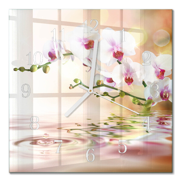 Quadratische wanduhr Orchidee