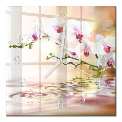 Quadratische wanduhr Orchidee