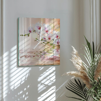 Quadratische wanduhr Orchidee