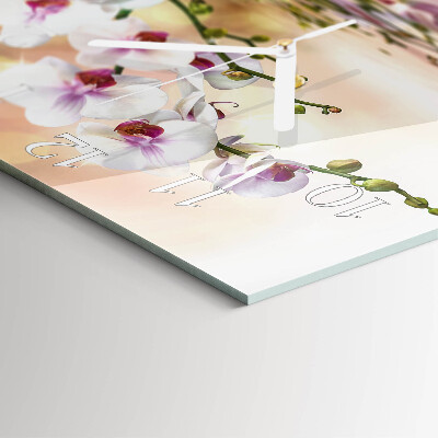 Quadratische wanduhr Orchidee