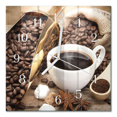 Glasuhr quadratisch Kaffee