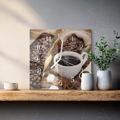 Glasuhr quadratisch Kaffee