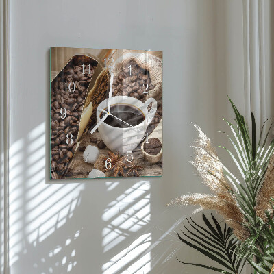 Glasuhr quadratisch Kaffee