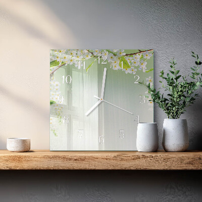 Quadratische wanduhr Frühling
