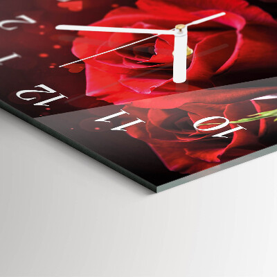 Quadratische wanduhr Rosen