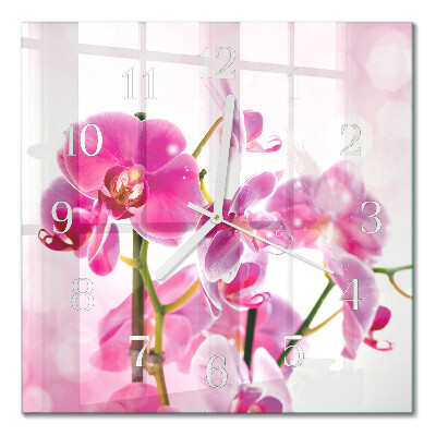 Moderne wanduhr quadratisch Orchidee