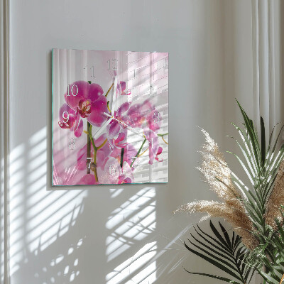 Moderne wanduhr quadratisch Orchidee