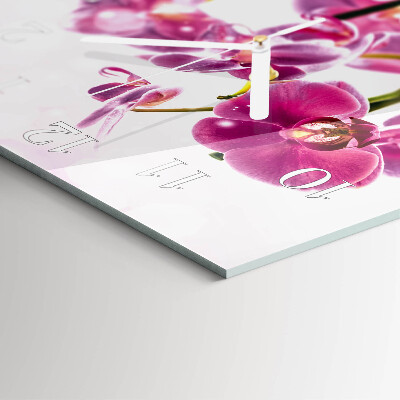 Moderne wanduhr quadratisch Orchidee