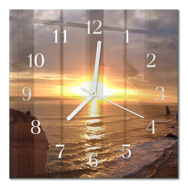 Quadratische wanduhr Sonnenuntergang