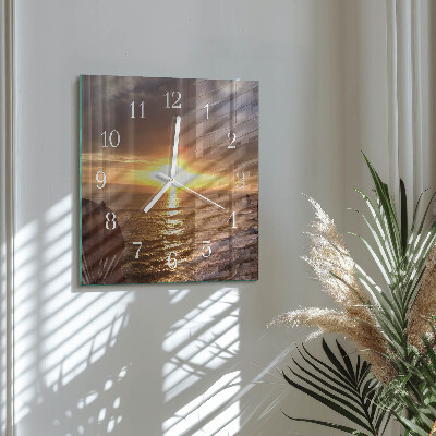 Quadratische wanduhr Sonnenuntergang