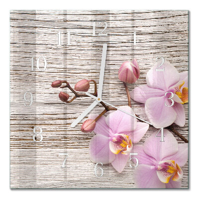 Quadratische wanduhr modern Orchidee