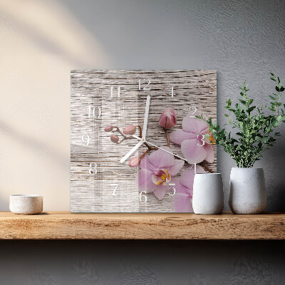 Quadratische wanduhr modern Orchidee