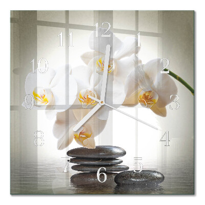 Wanduhr mit motiv quadratisch Orchidee