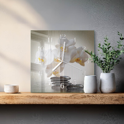 Wanduhr mit motiv quadratisch Orchidee