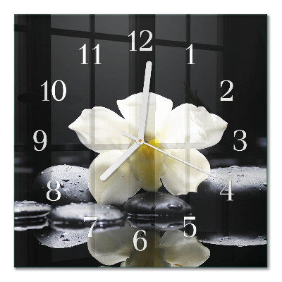Moderne wanduhr quadratisch Steine ​​und Orchideen