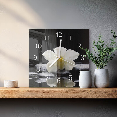 Moderne wanduhr quadratisch Steine ​​und Orchideen