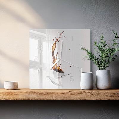 Quadratische wanduhr Kaffee