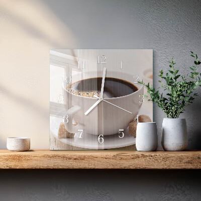 Quadratische wanduhr modern Kaffee