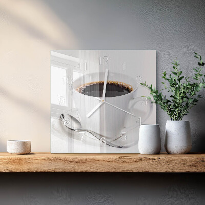 Glasuhr quadratisch Kaffee