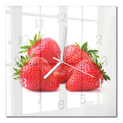 Glasuhr quadratisch Erdbeeren
