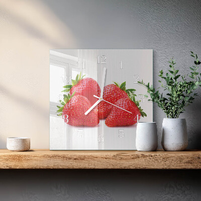 Glasuhr quadratisch Erdbeeren
