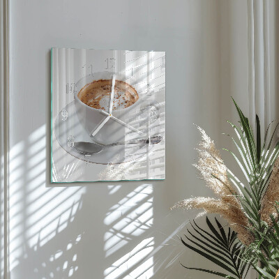 Glasuhr quadratisch Kaffee