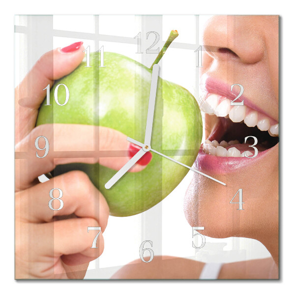 Quadratische wanduhr Apfel