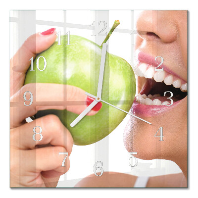 Quadratische wanduhr Apfel