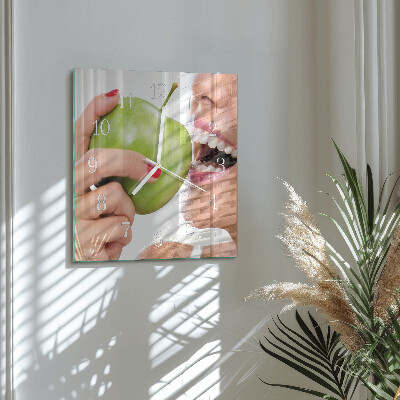 Quadratische wanduhr Apfel