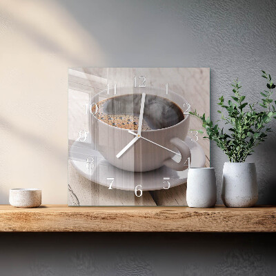 Quadratische wanduhr modern Kaffee