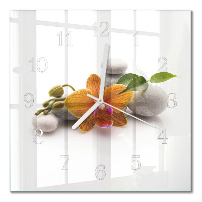 Quadratische wanduhr Orchidee