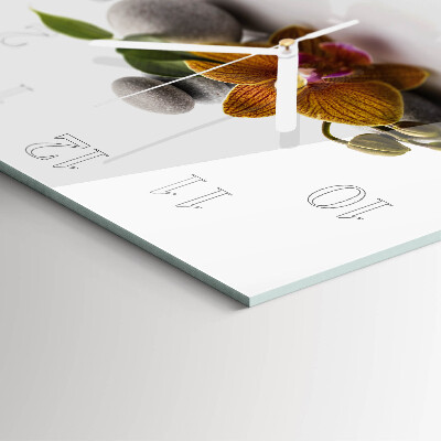 Quadratische wanduhr Orchidee