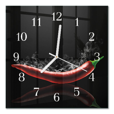 Moderne wanduhr quadratisch Chilischoten