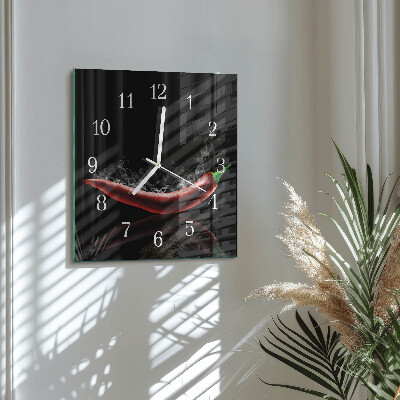 Moderne wanduhr quadratisch Chilischoten