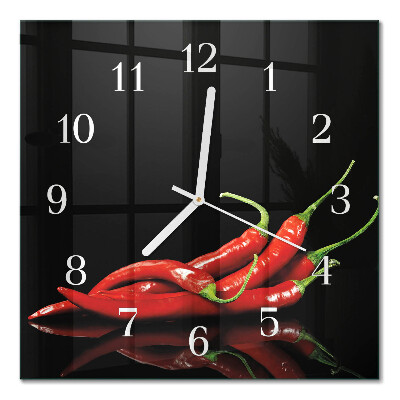 Moderne wanduhr quadratisch Chilischoten