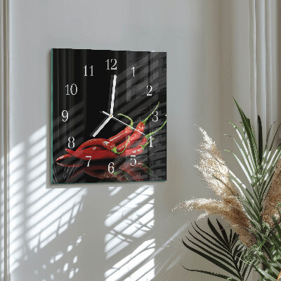 Moderne wanduhr quadratisch Chilischoten
