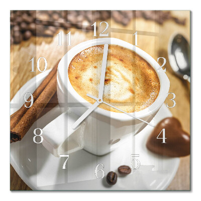 Quadratische wanduhr Kaffee