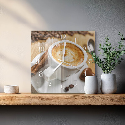Quadratische wanduhr Kaffee