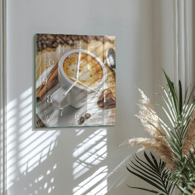Quadratische wanduhr Kaffee