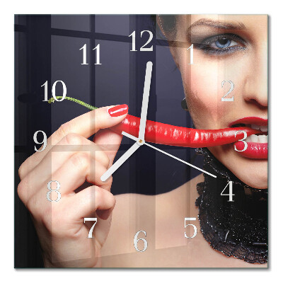 Wanduhr mit motiv quadratisch Chili-Pfeffer