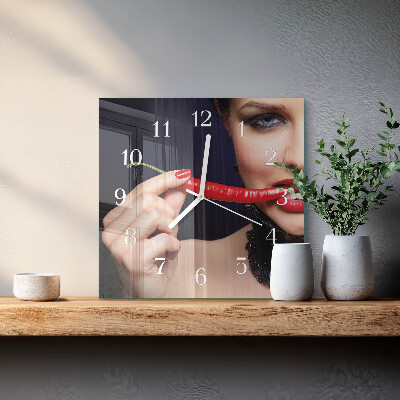 Wanduhr mit motiv quadratisch Chili-Pfeffer