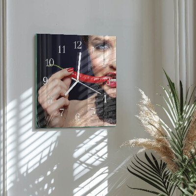 Wanduhr mit motiv quadratisch Chili-Pfeffer