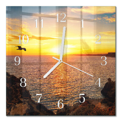 Glasuhr quadratisch Sonnenuntergang
