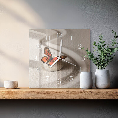 Quadratische wanduhr Schmetterling